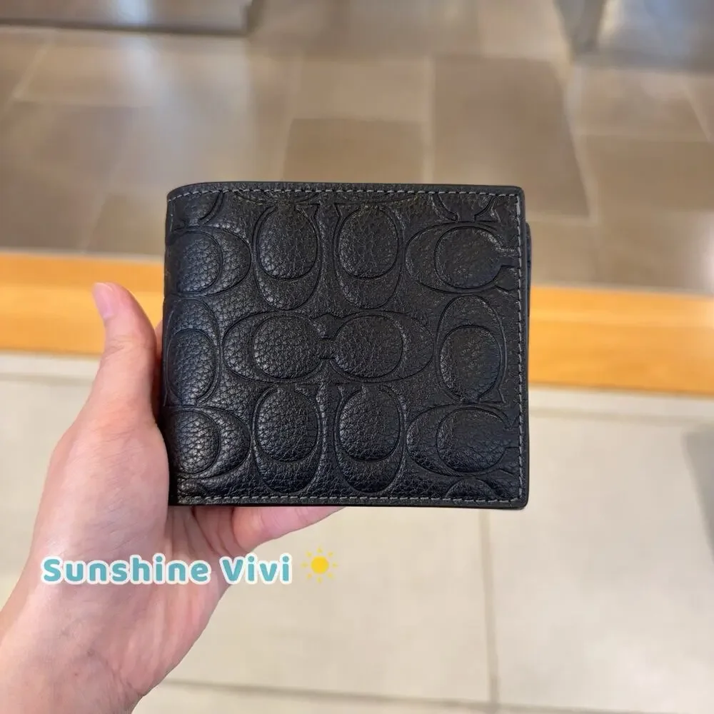 NWT Coach Men's 3-In-1 Wallet in Signature Leather Black CEU69